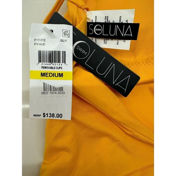 SOLUNA RUCHED Sheer Delight ONE SHOULDER One-Piece SWIMSUIT yellow gold size M - Picture 2 of 12